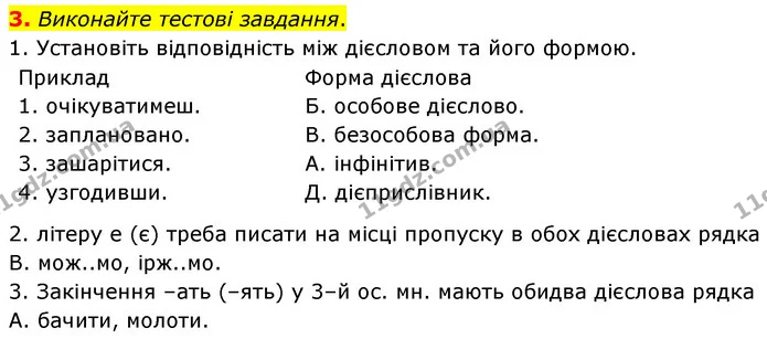 3. Виконайте тестові завдання. — ГДЗ Українська мова 8 клас Авраменко (поглиблений)