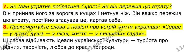 7. Як Іван утратив побратима Сірого? Як він пережив цю втрату? — ГДЗ Українська література 8 клас Авраменко