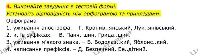 4. Виконайте завдання в тестовій формі. — ГДЗ Українська мова 6 клас Авраменко