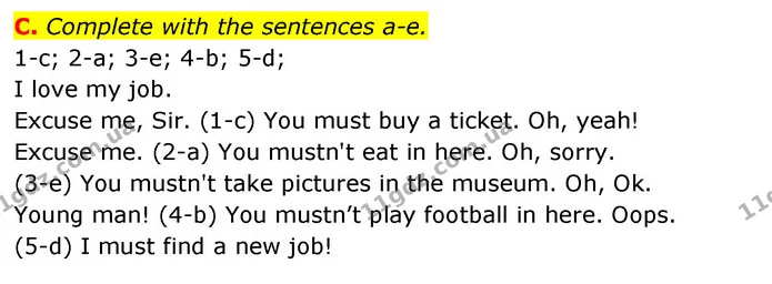 C. Complete with the sentences a-e. — ГДЗ зошит Англійська мова 5 клас Мітчелл