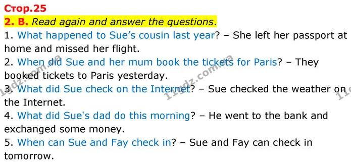 2. В. Read again and answer the questions. — ГДЗ Англійська мова 6 клас Мітчелл