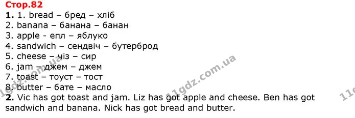 1. 1. bread – бред – хліб — Решебник English 1 клас Карпюк 2018