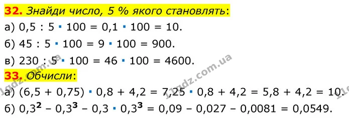 32. Знайди число, 5 % якого становлять: — ГДЗ Математика 6 клас Бевз 1-2 ч.