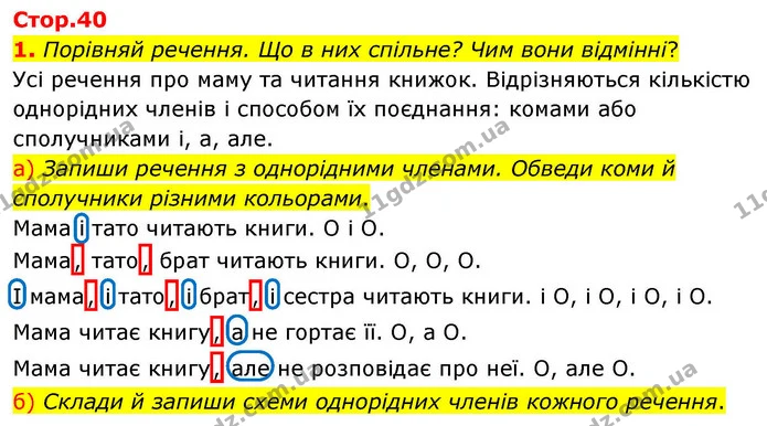 1. Порівняй речення. Що в них спільне? Чим вони відмінні? — ГДЗ Українська мова та читання 4 клас Большакова