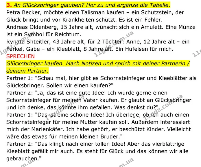 3. An Glücksbringer glauben? Hor zu und ergänze die Tabelle. — ГДЗ Німецька мова 6 клас Басай (2023)