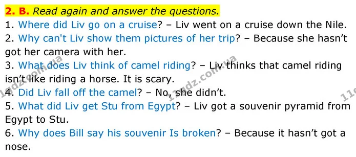 2. B. Read again and answer the questions. — ГДЗ Англійська мова 6 клас Мітчелл