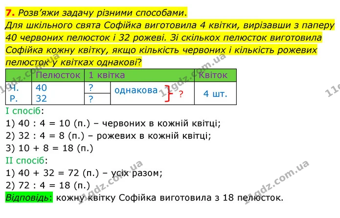 7. Розв’яжи задачу різними способами. — ГДЗ Математика 3 клас Скворцова 1-2 ч.