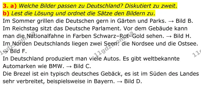 3. a) Welche Bilder passen zu Deutschland? Diskutiert zu zweit. — ГДЗ Німецька мова 8 клас Сотникова (2025) 4 рік