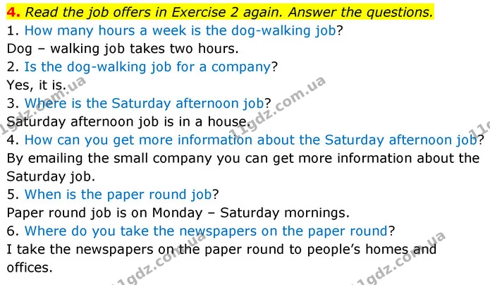 4. Read the job offers in Exercise 2 again. Answer the questions. — ГДЗ Англійська мова 6 клас Коста (Prepare 6)