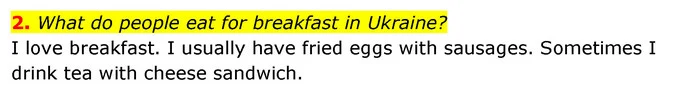 2. What do people eat for breakfast in Ukraine? — ГДЗ Англійська мова 4 клас Пухта