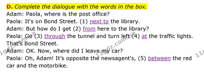 D. Complete the dialogue with the words in the box. — ГДЗ Робочий зошит Англійська мова 6 клас Мітчелл