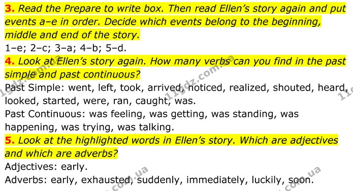 3. Read the Prepare to write box. Then read Ellen’s story again and put events a–e in order. Decide which events belong to the — ГДЗ Англійська мова 8 клас Стайрінг (Prepare)