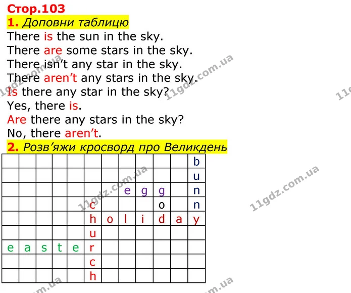 1. Доповни таблицю — ГДЗ Зошит Англійська мова 3 клас Карпюк
