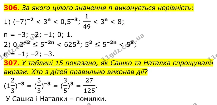 306. За якого цілого значення n виконується нерівність: — ГДЗ Алгебра 8 клас Тарасенкова