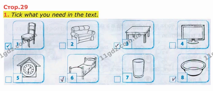 1. Tick what you need in the text. — ГДЗ зошит Англійська мова 3 клас Косован (Карпюк)