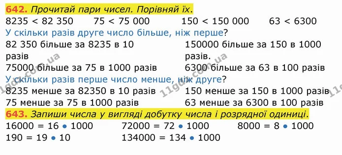 642. Прочитай пари чисел. Порівняй їх. — ГДЗ Математика 4 клас Заїка