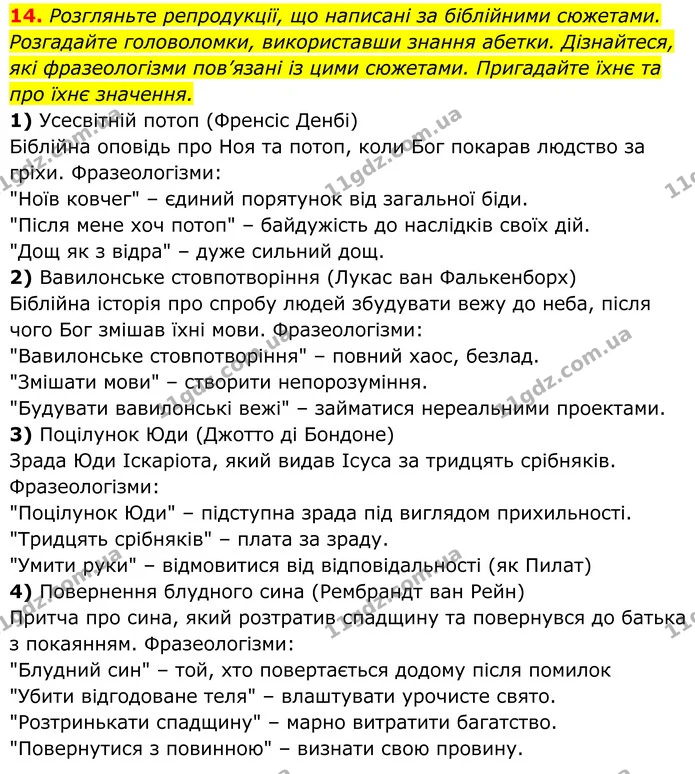 14. Розгляньте репродукції, що написані за біблійними сюжетами. Розгадайте головоломки, використавши знання абетки. Дізнайтеся, які — ГДЗ Українська література 8 клас Калинич