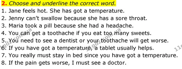 2. Choose and underline the correct word. — ГДЗ Робочий зошит Англійська мова 7 клас Карпюк
