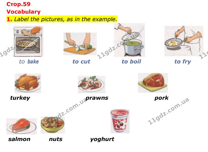 1. Label the pictures, as in the example. — ГДЗ Робочий зошит Англійська мова 6 клас Карпюк