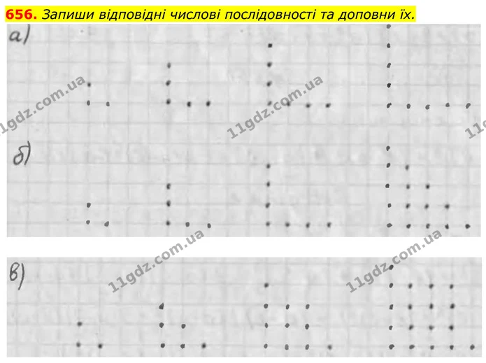 656. Запиши відповідні числові послідовності та доповни їх. — ГДЗ Алгебра 7 клас Бевз