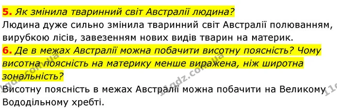 5. Як змінила тваринний світ Австралії людина? — ГДЗ Географія 7 клас Безуглий