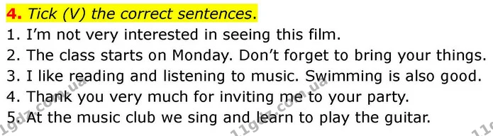 4. Tick (V) the correct sentences. — ГДЗ робочий зошит Англійська мова 7 клас Prepare