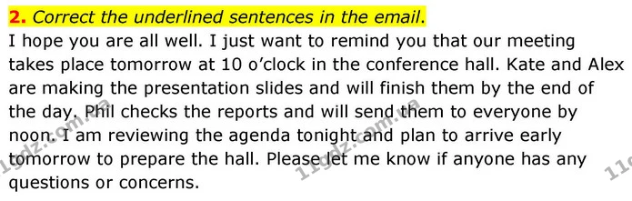 2. Correct the underlined sentences in the email. — ГДЗ зошит Grammar Англійська мова 8 клас Prepare 2025