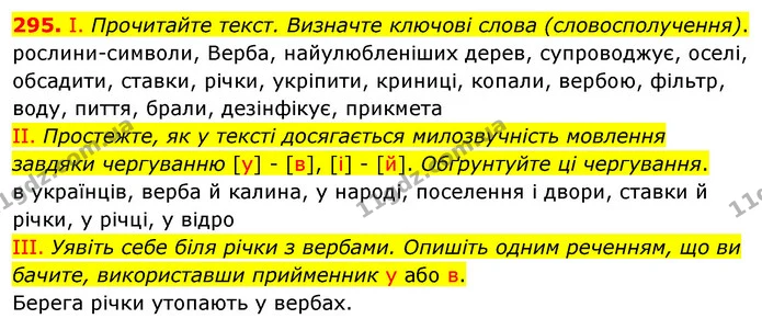 295. І. Прочитайте текст. Визначте ключові слова (словосполучення). — ГДЗ Українська мова 5 клас Заболотний 2022