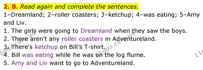 2. B. Read again and complete the sentences. — ГДЗ Англійська мова 6 клас Мітчелл