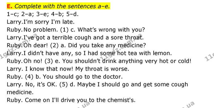 E. Complete with the sentences a–e. — ГДЗ Робочий зошит Англійська мова 6 клас Мітчелл