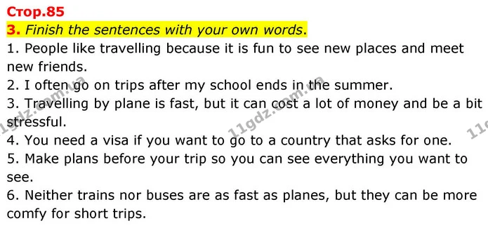 3. Finish the sentences with your own words. — ГДЗ зошит grammar Англійська мова 7 клас Карпюк