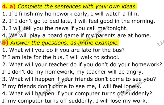 4. a) Complete the sentences with your own ideas. — ГДЗ Англійська мова 8 клас Карпюк 2025