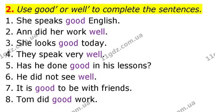 2. Use good’ or well’ to complete the sentences. — ГДЗ Англійська мова 6 клас Карпюк 2023