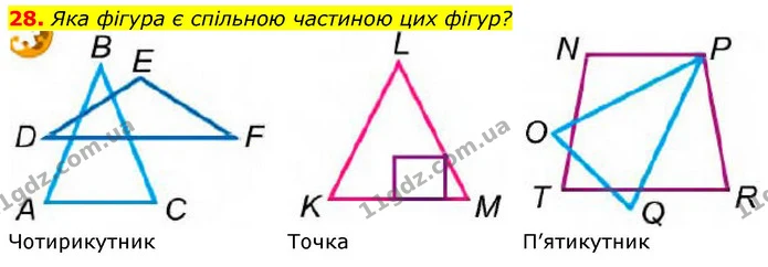 28. Яка фігура є спільною частиною цих фігур? — ГДЗ Математика 3 клас Лишенко (1, 2 частина)