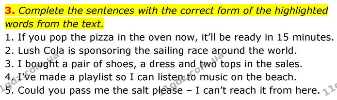 3. Complete the sentences with the correct form of the highlighted words from the text. — ГДЗ робочий зошит Англійська мова 8 клас Гарет Джонс 2025
