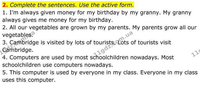 2. Complete the sentences. Use the active form. — ГДЗ Англійська мова 8 клас Стайрінг (Prepare)