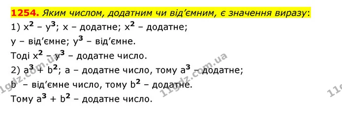 1254. Яким числом, додатним чи від’ємним, є значення виразу: — ГДЗ Математика 6 клас Істер 2023 1-2 ч.