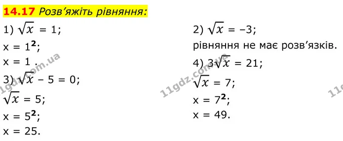 14.17 Розв’яжіть рівняння: — ГДЗ Алгебра 8 клас Істер