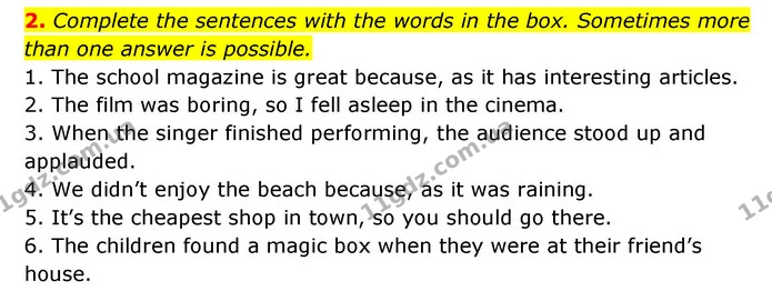 2. Complete the sentences with the words in the box. Sometimes more than one answer is possible. — ГДЗ робочий зошит Англійська мова 6 клас Prepare