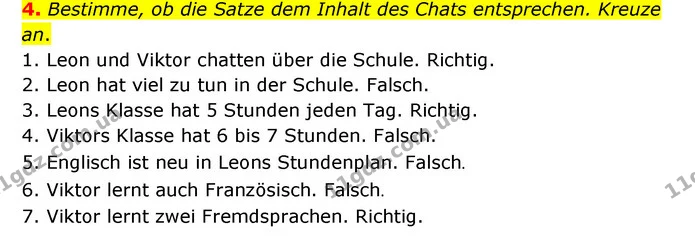 4. Bestimme, ob die Satze dem Inhalt des Chats entsprechen. Kreuze an. — ГДЗ Німецька мова 6 клас Сотникова 2 рік (2023)