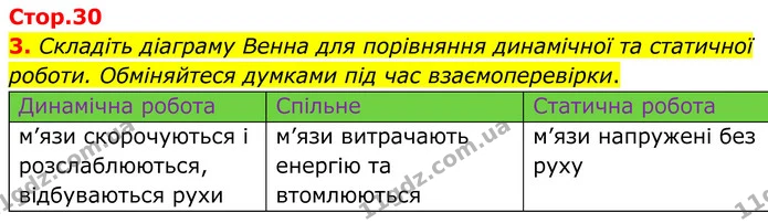 3. Складіть діаграму Венна для порівняння динамічної та статичної роботи. Обміняйтеся думками під час взаємоперевірки. — ГДЗ Робочий зошит Біологія 8 клас Кулініч
