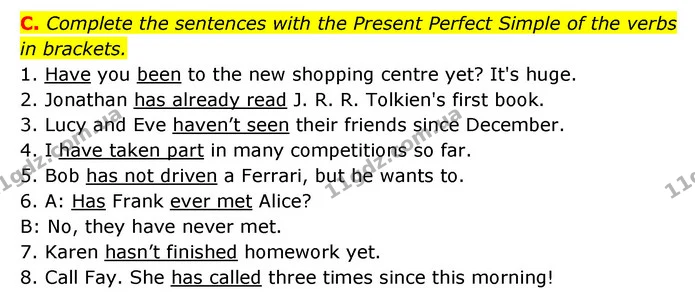 C. Complete the sentences with the Present Perfect Simple of the verbs in brackets. — ГДЗ Робочий зошит Англійська мова 6 клас Мітчелл