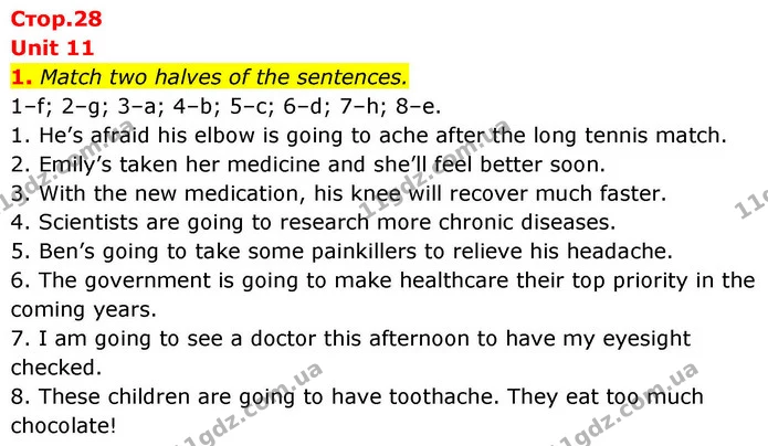1. Match two halves of the sentences. — ГДЗ зошит Grammar Англійська мова 8 клас Prepare 2025