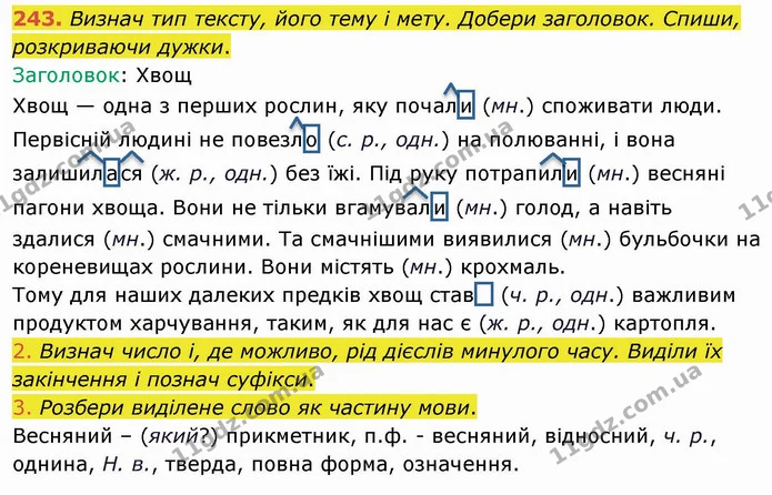 243. Визнач тип тексту, його тему і мету. Добери заголовок. Спиши, розкриваючи дужки. — ГДЗ Українська мова та читання 4 клас Коваленко