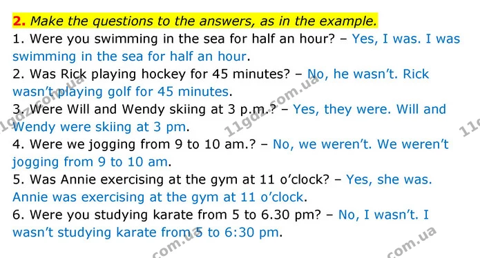 2. Make the questions to the answers, as in the example. — ГДЗ Англійська мова 6 клас Карпюк 2023