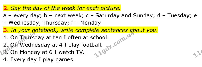 2. Say the day of the week for each picture. — ГДЗ Англійська мова 4 клас Пухта