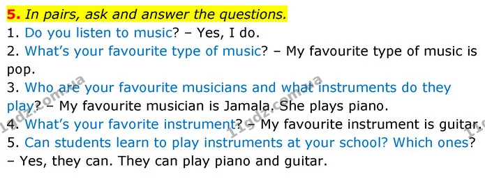 5. In pairs, ask and answer the questions. — ГДЗ Англійська мова 6 клас Коста (Prepare 6)