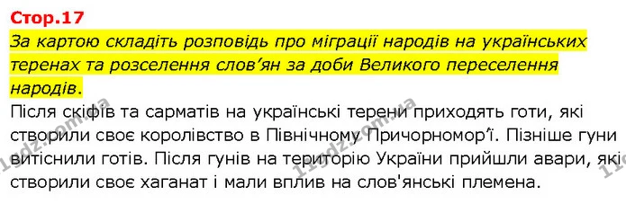 За картою складіть розповідь про міграції народів на українських теренах та розселення слов’ян за доби Великого переселення народів. — ГДЗ Всесвітня історія 7 клас Щупак