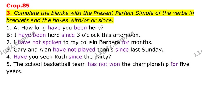 3. Complete the blanks with the Present Perfect Simple of the verbs in — ГДЗ Англійська мова 6 клас Мітчелл