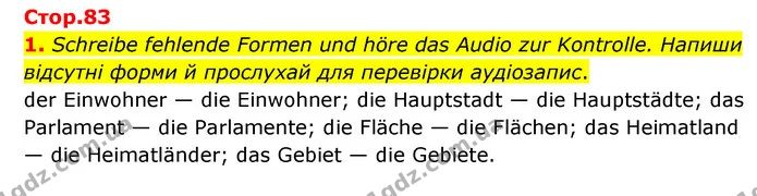 1. Schreibe fehlende Formen und höre das Audio zur Kontrolle. Напиши відсутні форми й прослухай для перевірки аудіозапис. — ГДЗ Робочий зошит Німецька мова 6 клас Гоголєва